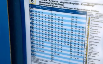 Detailblick auf einen Fahrplan