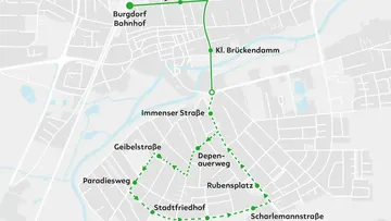 Kartenausschnitt der Teststrecke in Burgdorf