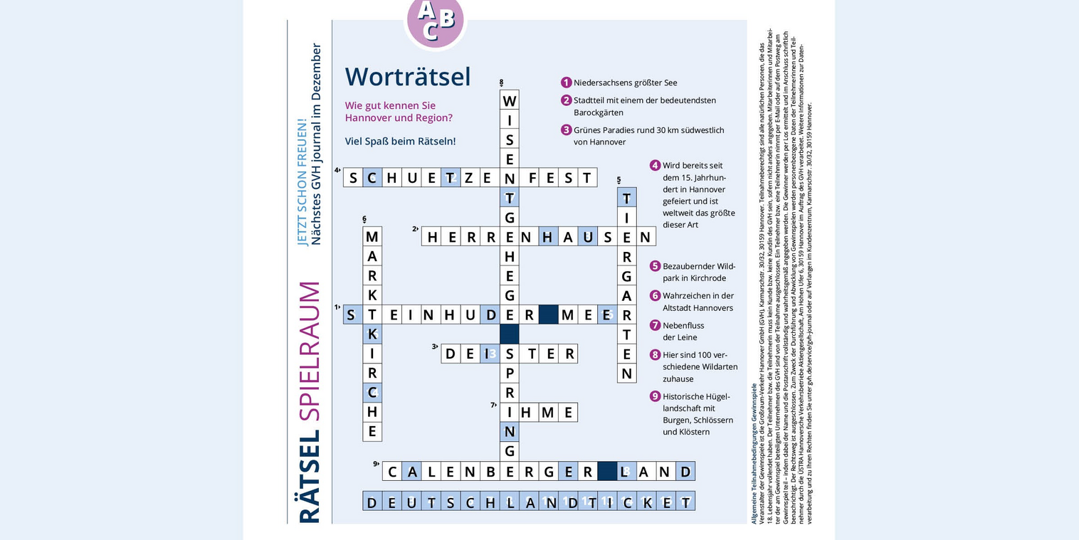 Ausgefüllte Auflösung des Worträtsels aus dem GVH journal 03.2023